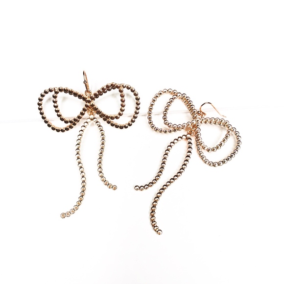 Riya Gold Holiday Bow Statement Earrings Gift Ref - Picture 3 of 6